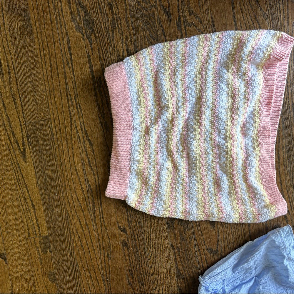 Kids Striped Knit Blanket - Pink and Multicolor